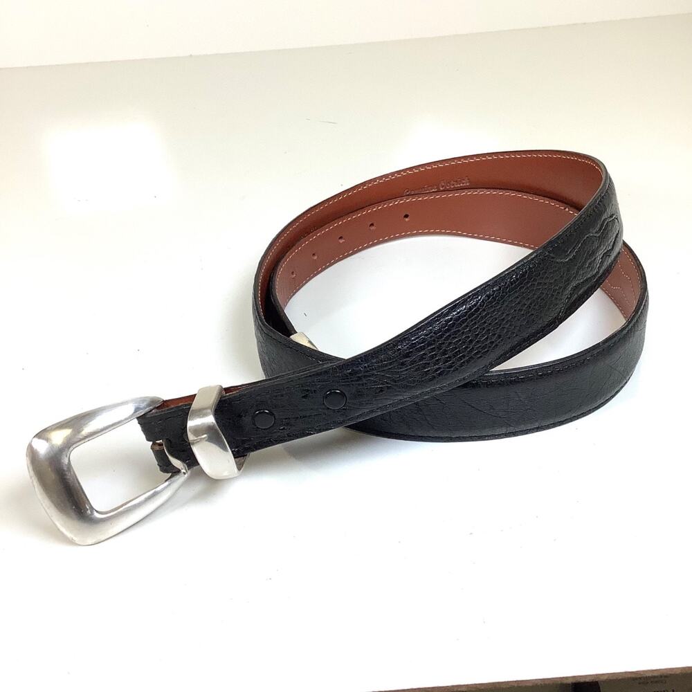 Pinto Ranch TX Mens 40 Western Tooled Black Belt Genuine Ostrich Handmade USA